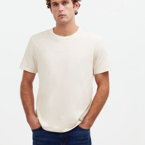 Madewell NM162 Cream Garment-Dyed All day Crewneck Tee Medium NWT - Picture 1 of 10